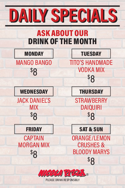 Happy Hour Menu - Bar Only