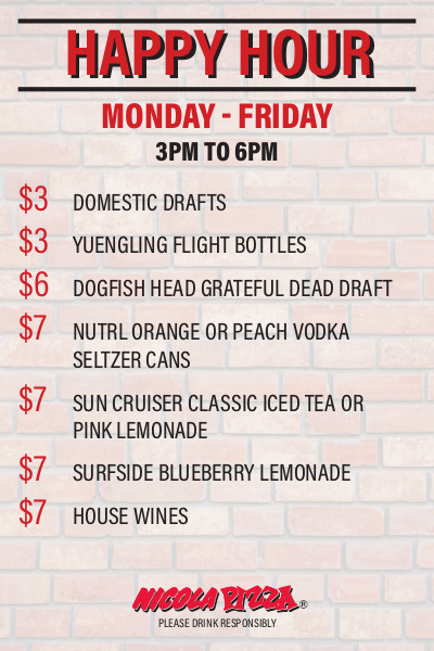 Happy Hour Menu - Bar Only