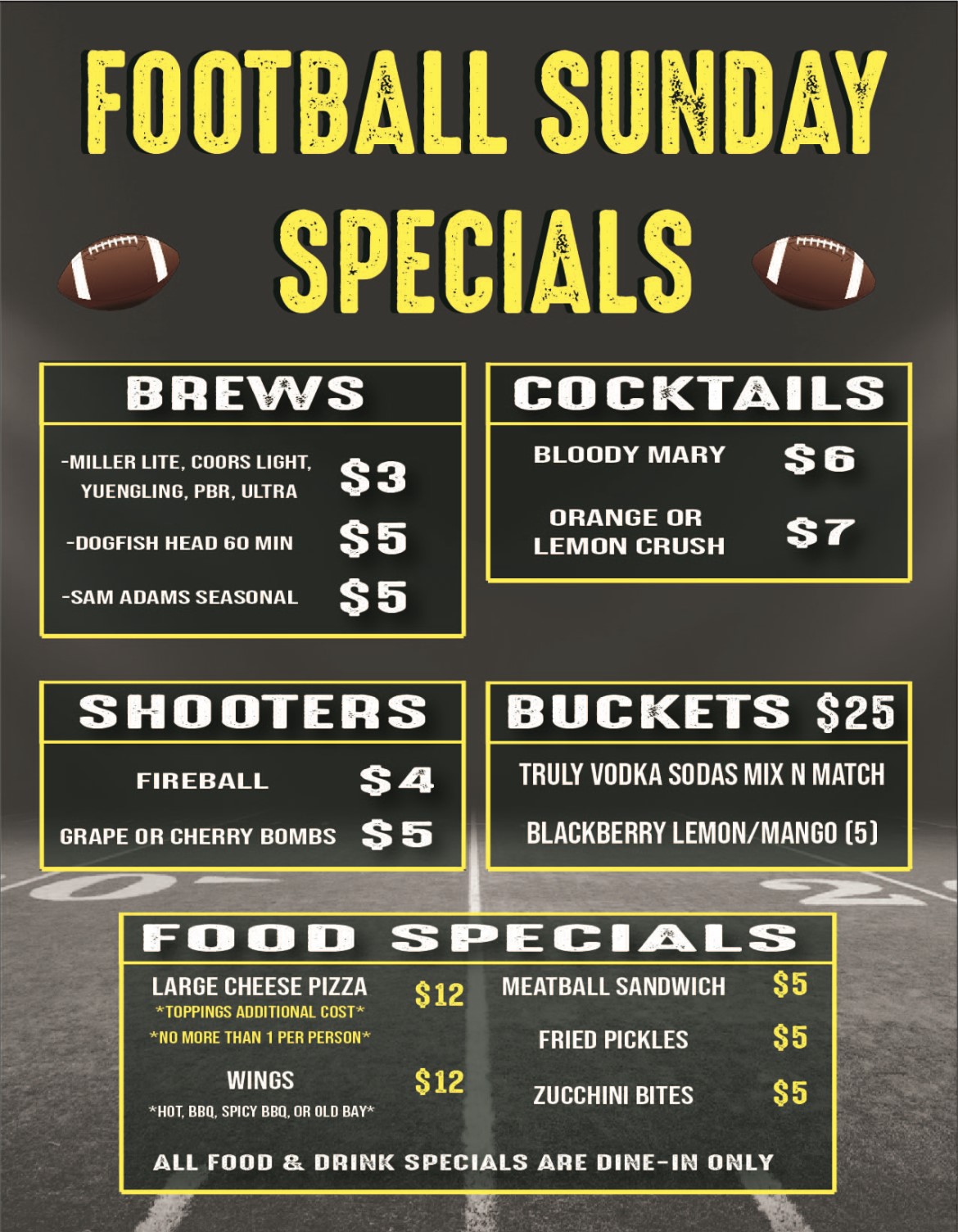 Sunday Football Specials